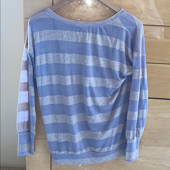Stripped light weight long sleeve purple top - Picture 3 of 3